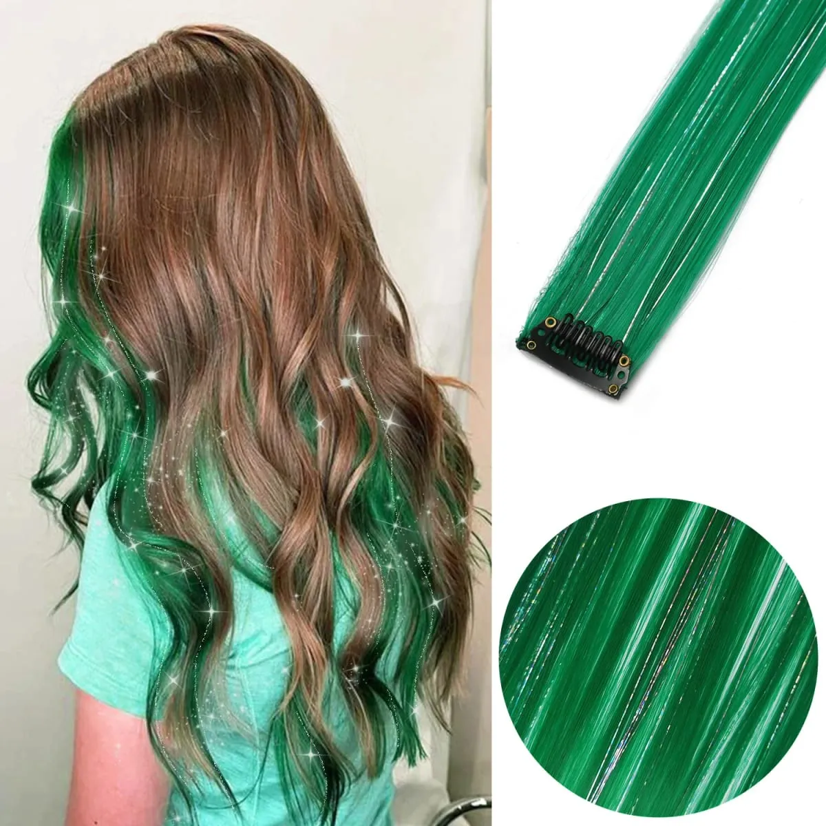6 unidades/pacote colorido festa destaques clipe em extensões de cabelo 22 polegadas multi-cores cabelo liso sintético postiços — image 32