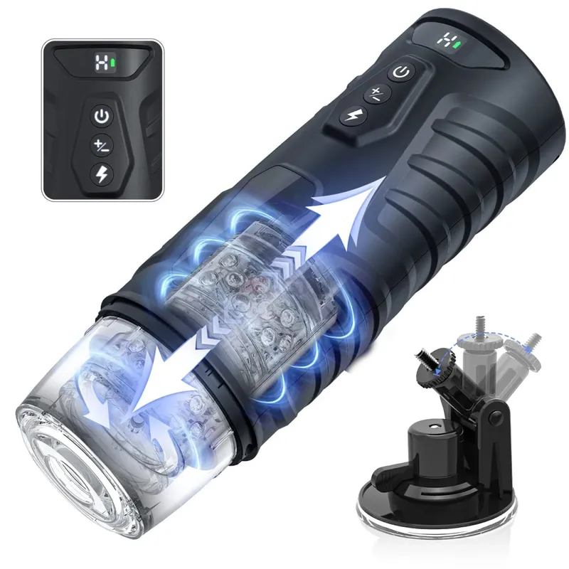 Masturbador automático para homens, rotação telescópica, copo de masturbação com alça, suporte para telefone, produtos adultos, brinquedo sexual para homens 18 +
