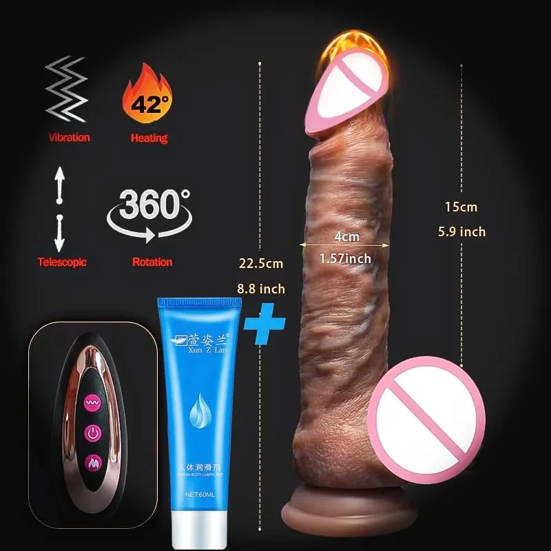 Vibrador realista vibrador telescópico aquecimento pênis controle remoto galo empurrando pau grande masturbação para mulheres brinquedos sexuais adultos