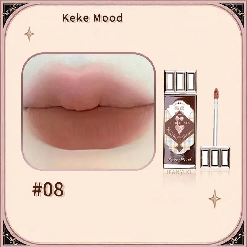 Nuvem de chocolate brilho labial fosco veludo suave aplicação esmalte mousse marrom vermelho batom líquido maquiagem tonalidade labial cosméticos