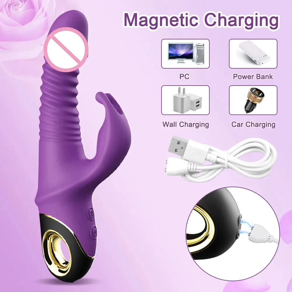 2022 Rabbit Thrusting Vibrator Automatic Telescopic G-Spot Clitoris Stimulator Female Masturbation Sex Toys For Women Adults