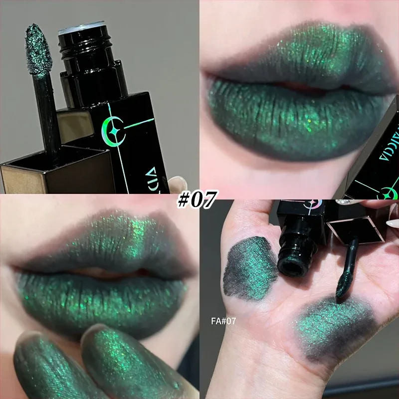 8 Colors Glitter Watery Lip Gloss Diamond Pearlescent Metallic Lipstick Lasting Moisturizing Non-Sticky Halloween Party Makeup — image 13