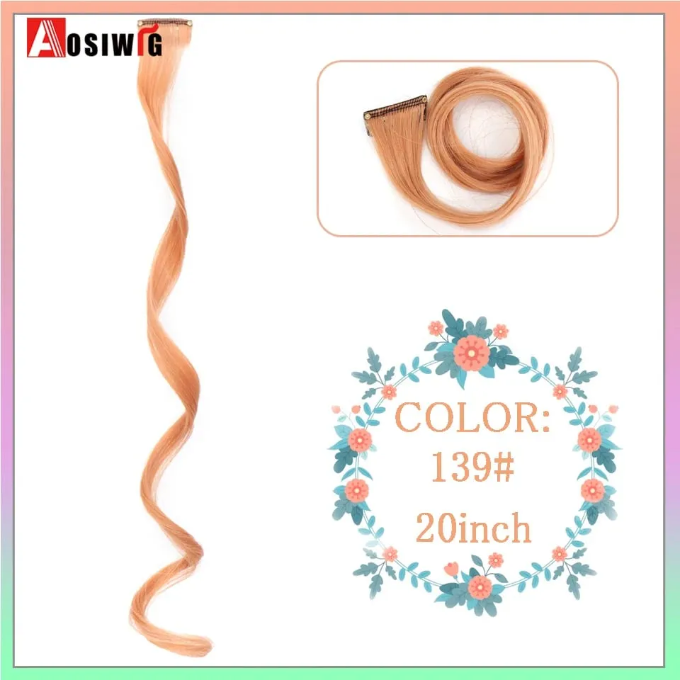 22 "sintético longo reto arco-íris destaque extensões de cabelo colorido clipe em uma peça ombre rosa roxo verde amarelo para wome
