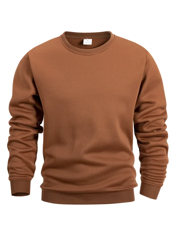 Moletom masculino com gola redonda, moletom de cor sólida, primavera ao ar livre, casual, diário, manga comprida, pulôver com capuz, roupa esportiva masculina