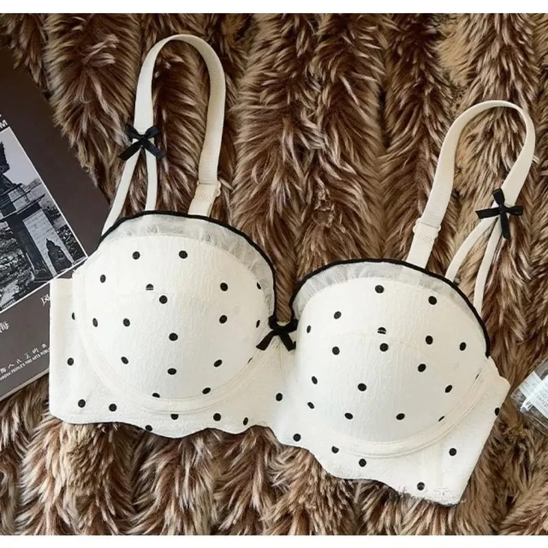 Mulheres rendas demi copo conjunto de sutiã push up pequeno busto suporte superior anti flacidez elegante volta 2 pçs lingerie íntima roupa interior diária — image 2