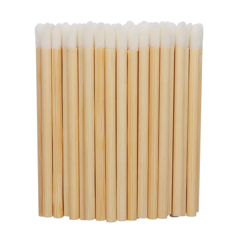 50/100 pçs escovas de bambu batom lidar com escovas de lábios acessórios de extensão labial glosswands aplicador ferramenta de maquiagem para cílios