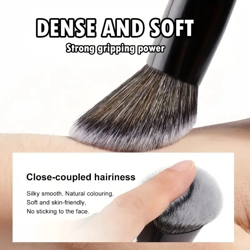 Pincéis de maquiagem de cabeça dupla 2 em 1, base angular plana, contorno corretivo para misturar pó solto, creme líquido, ferramentas cosméticas