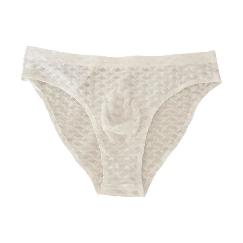 Calcinha de malha fina roupa interior masculina transparente cintura baixa cuecas de seda gelo bolha u convexo bolsa masculina cuecas triângulo masculino