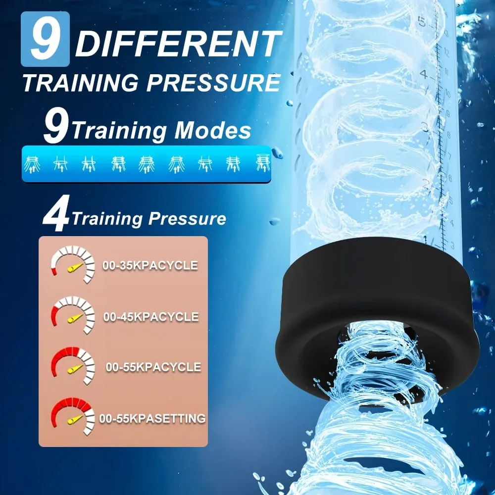 Extensor de água de ar masturbador masculino automático com 9 pressão de treinamento e 4 modos de sucção brinquedos sexuais adultos para homens ereção