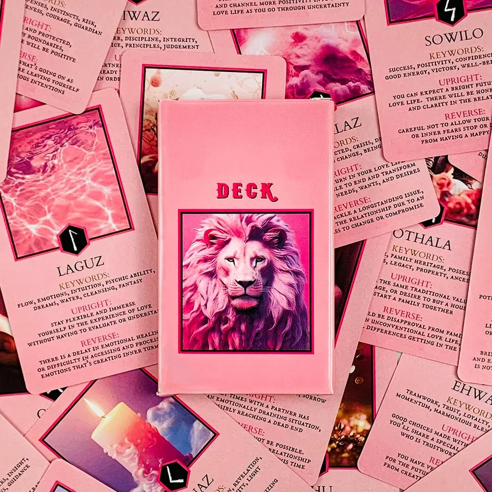 Cartões oráculo rosa para orientação de relacionamento e adivinhação - significados de runas Elder Futhark perfeitos para orientação espiritual — image 2