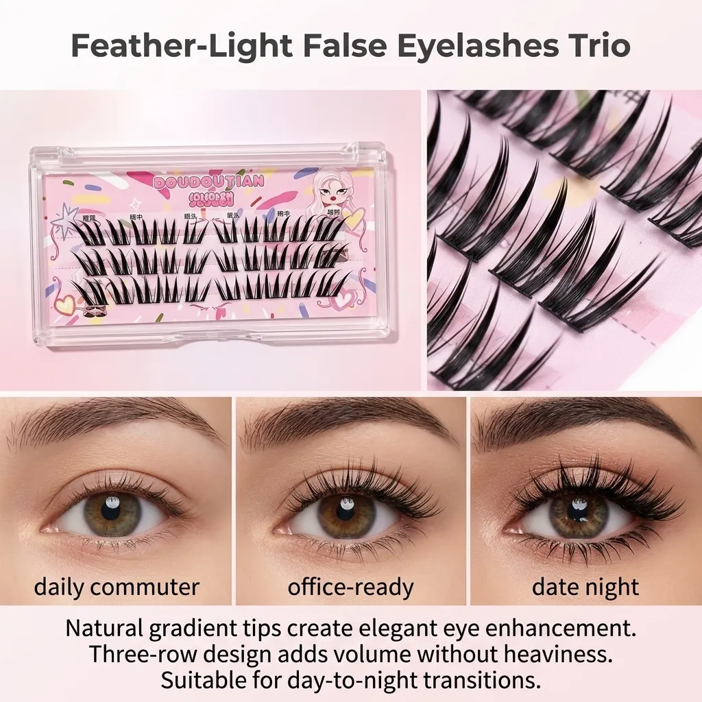 Cílios postiços com aparência molhada, 3/10 linhas, maquiagem diária, cluster, estilo alado, extensões de cílios, natural, curvado, fibra sintética, maquiagem para os olhos
