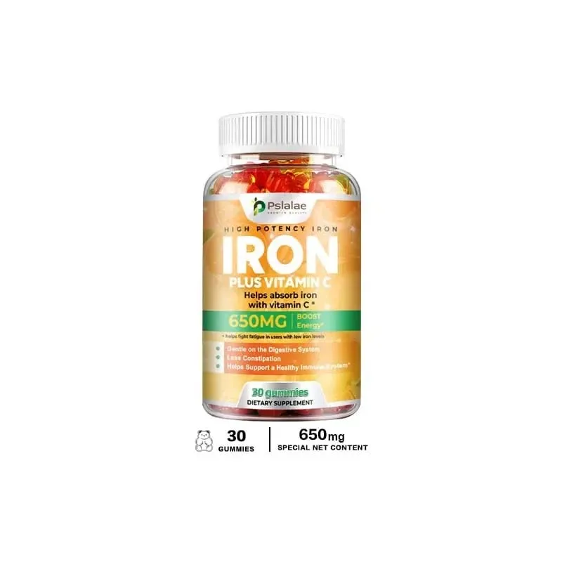 Iron Gummies 650 Mg - Promotes Red Blood Cell Production Relieves Fatigue Gently Absorbs Iron and Improves Energy