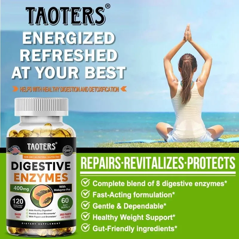 Digestive Enzymes - Aids in Bowel Movements Metabolism Nutrient Digestion and Intestinal Health for Adult Men and Women