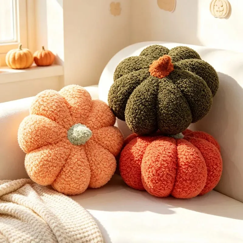 Multicolor Pumpkin Plush Pillow Soft Stuffed Pumpkin Cushion Home Decoration Cute Plush Toy Halloween Gift Bedside Bed Cushion