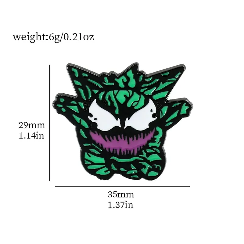 Gengar broches de desenhos animados, alfinetes de lapela esmaltados de anime para mochila, acessórios, coleção de fãs, broches, presentes