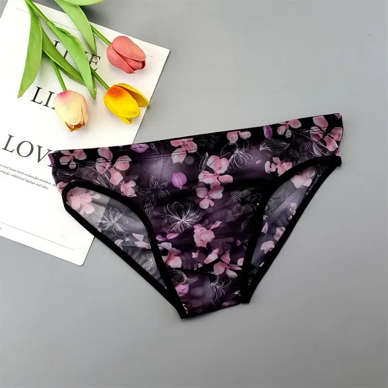 Plus Size Transparent Underwear See Through Sexy Briefs for Men with Pouch Nylon Hombre Slips Breathable Male Panties XL-4XL