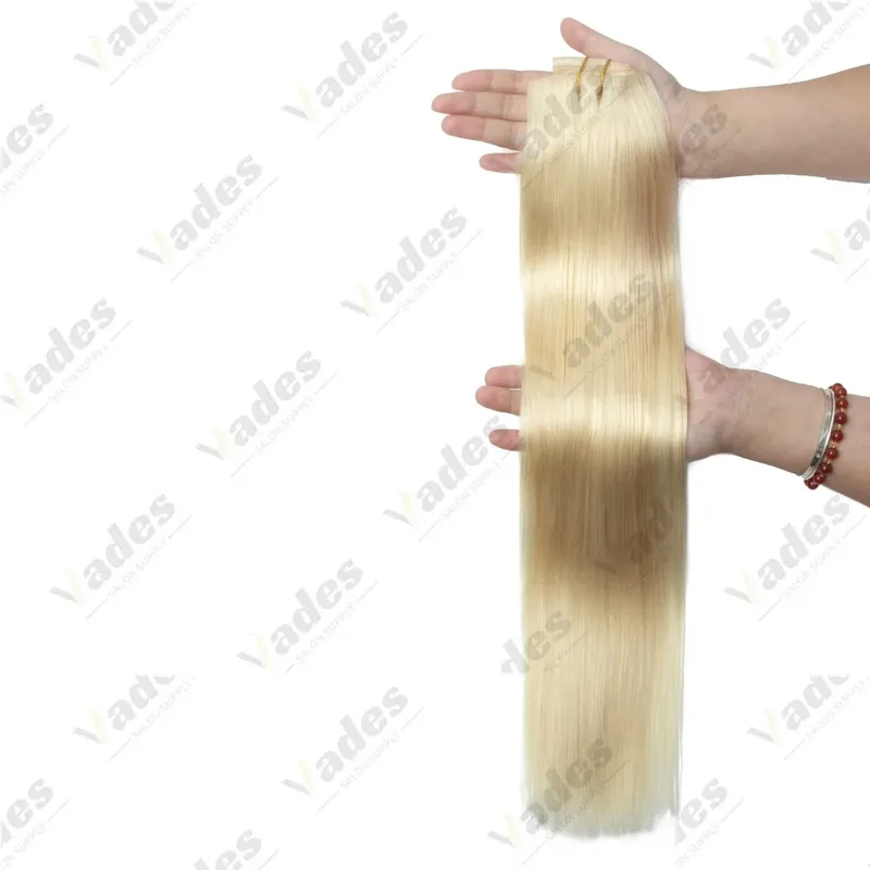 Feminino leve clipe em extensões 7 pçs conjunto invisível fita do plutônio trama injetado plutônio natural cabelo humano 12-24 polegada adicionando comprimento uso — image 10