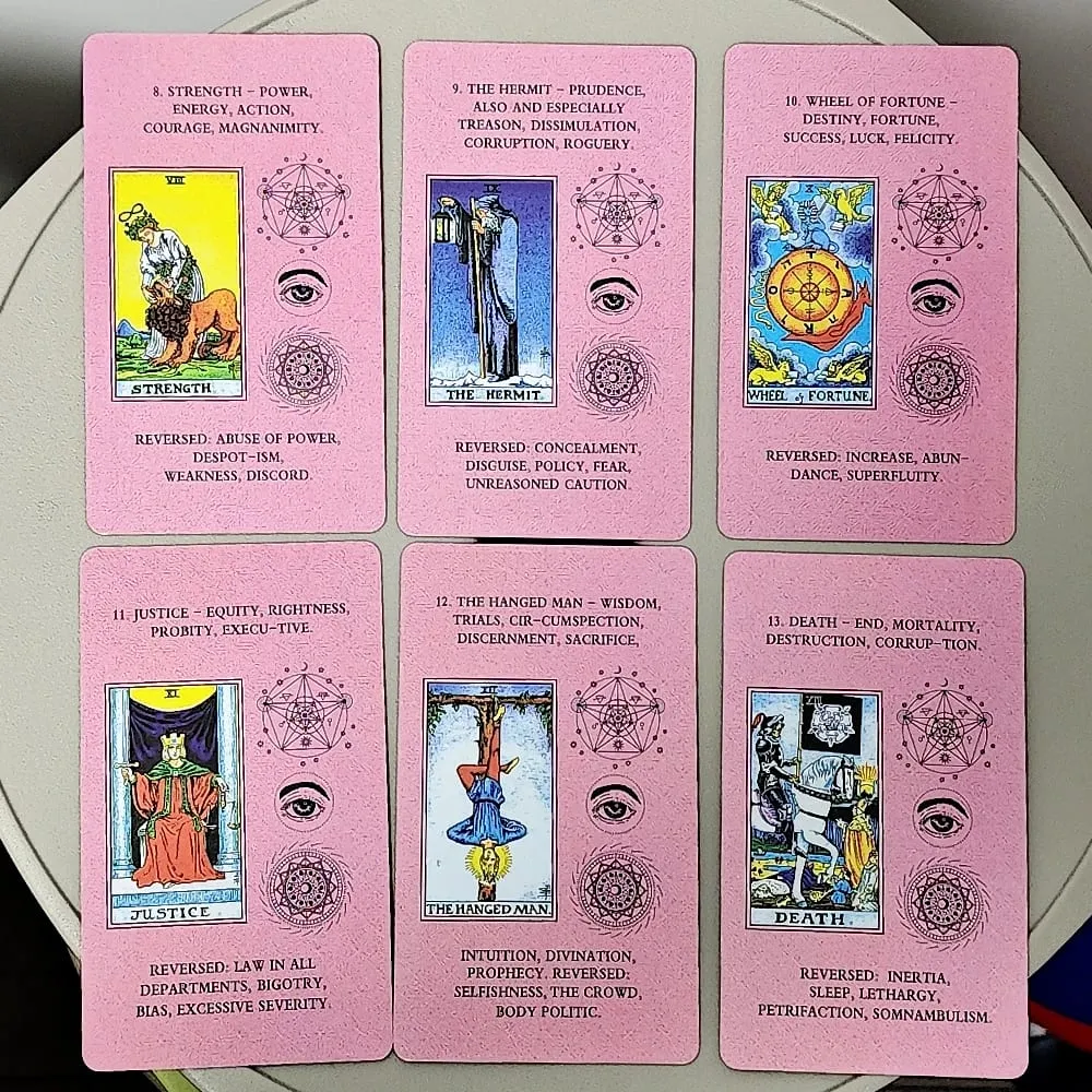 10,3*6 cm Rosa Tarô de Aprendizagem 78 Pcs Cartas de Tarô com Palavras-chave Baseadas no Sistema Rider Waite