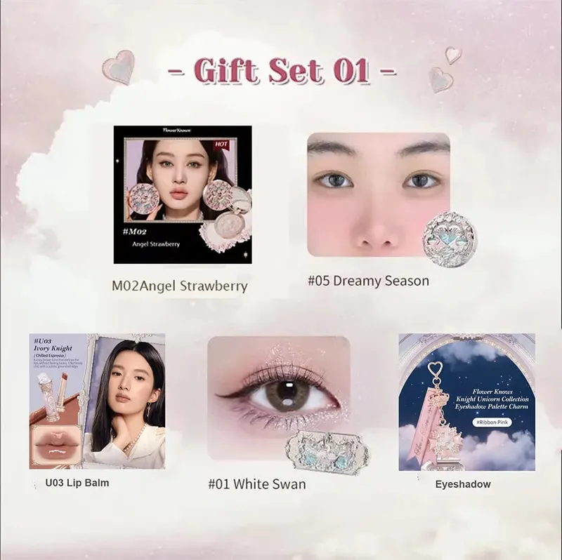 Flor sabe kit de maquiagem profissional completo conjunto de presente de maquiagem sereia anjo destaque cisne batom 5 peças conjunto