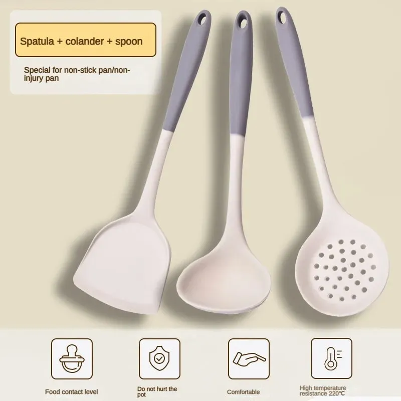 1/2/3/4 conjunto cinza branco silicone espátula colher de sopa conjunto panela antiaderente ferramentas de cozinha kit de cozinha