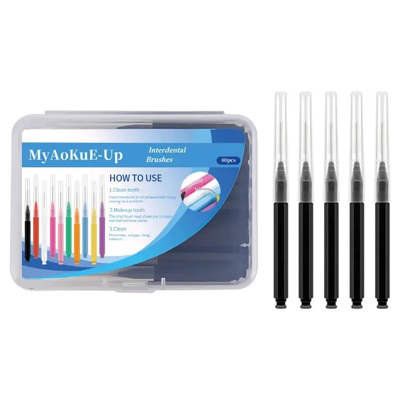 40 pçs mini escova de sobrancelha sobrancelha perm escova de maquiagem cílios extensão levantamento dobrável mini escovas de cílios dental limpo ferramentas de beleza