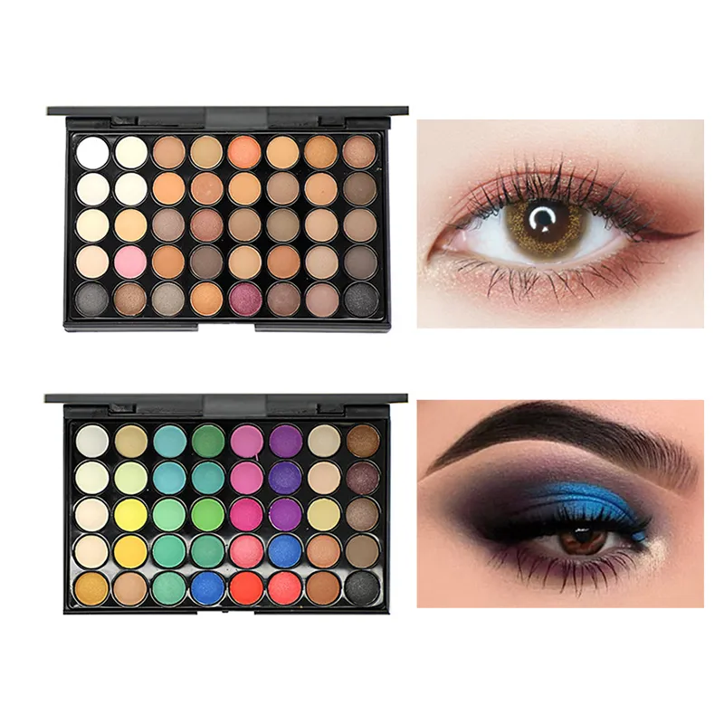 Paleta de sombras com glitter, 40 cores, fosca, à prova d'água, longa duração, pó prensado, tom de terra, maquiagem para os olhos femininos, cosméticos