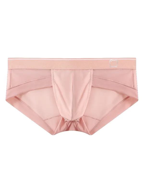 Light Sky Blue Ice Silk Men Low Rise Briefs Ultra Thin Mesh Breathable U Convex Pouch Soft Summer Cool Male Underpants