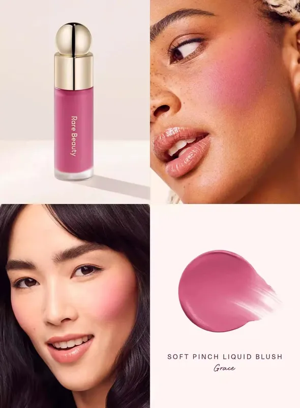 Autumn Rare Beauty Cream‑to‑powder Liquid Blush Mashed‑potato Texture Highlight Mirror Easy‑to‑apply Long‑lasting Blush Cream