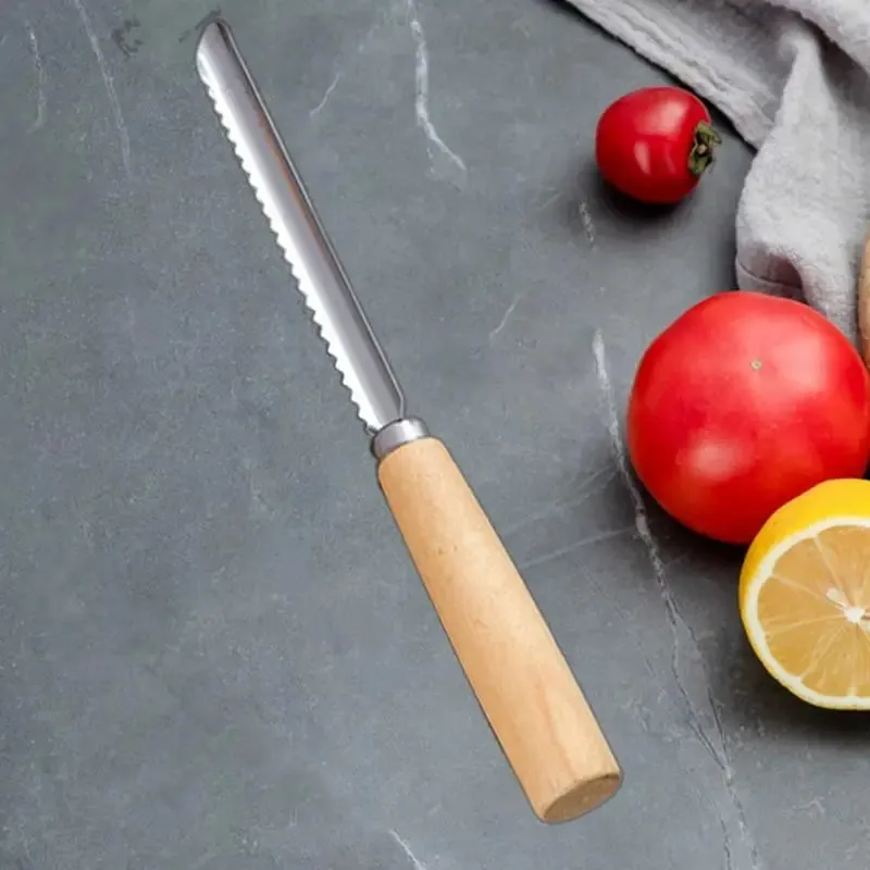 Corer ferramenta de cozinha de aço inoxidável pêra pitter antiderrapante manual de cozinha corer com alça de madeira para cortar frutas cozinhar salada