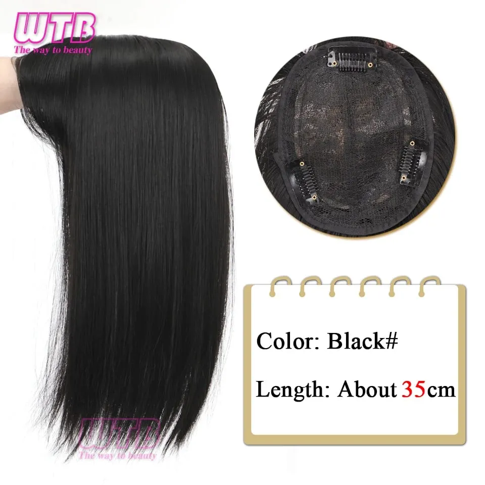 Synthetic Topper Clip In Hair Extensions with Bangs for Women Increase The Amount Of Hair On The Top Of The Head Cover The White