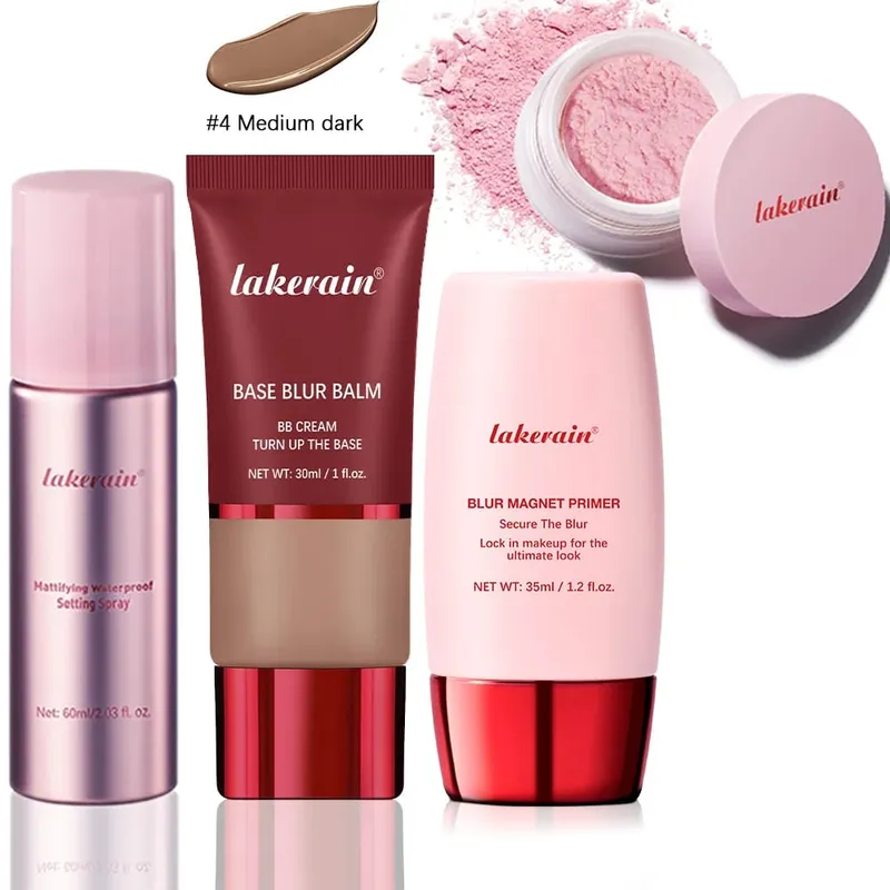 Ultimate Setting Powder Travel Size Set Blur Magnet Primer Setting Spray Base Blur Balm Waterproof Long-lasting Makeup Set