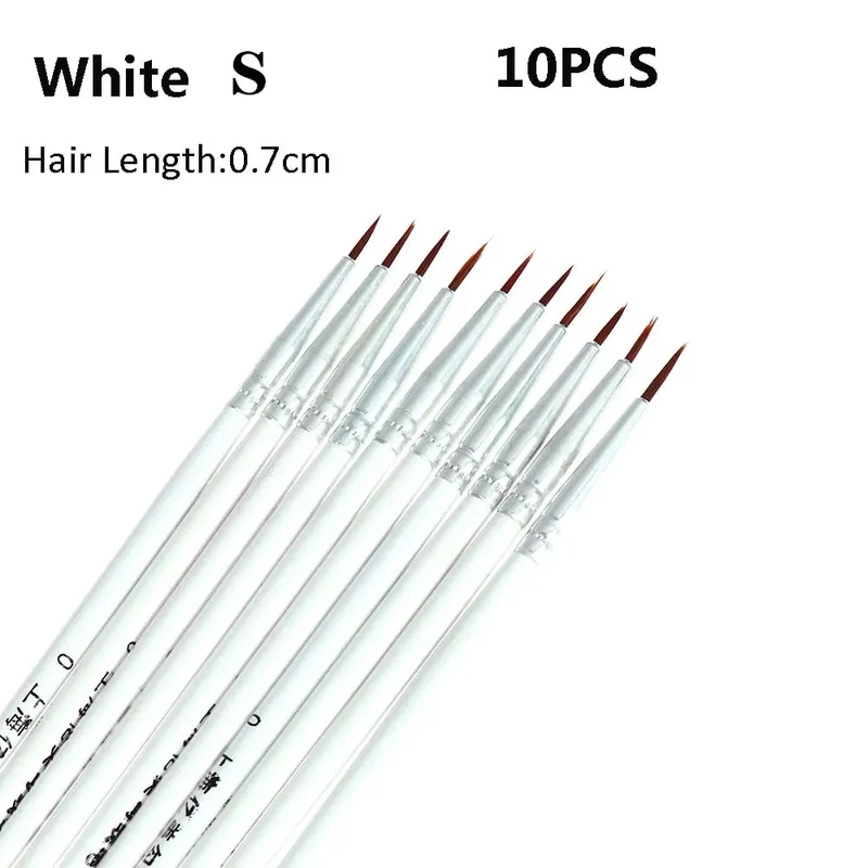 10 pçs fino pintado à mão fina gancho linha caneta desenho arte caneta escova de náilon maquiagem delineador caneta detalhe escova cosméticos arte suprimentos