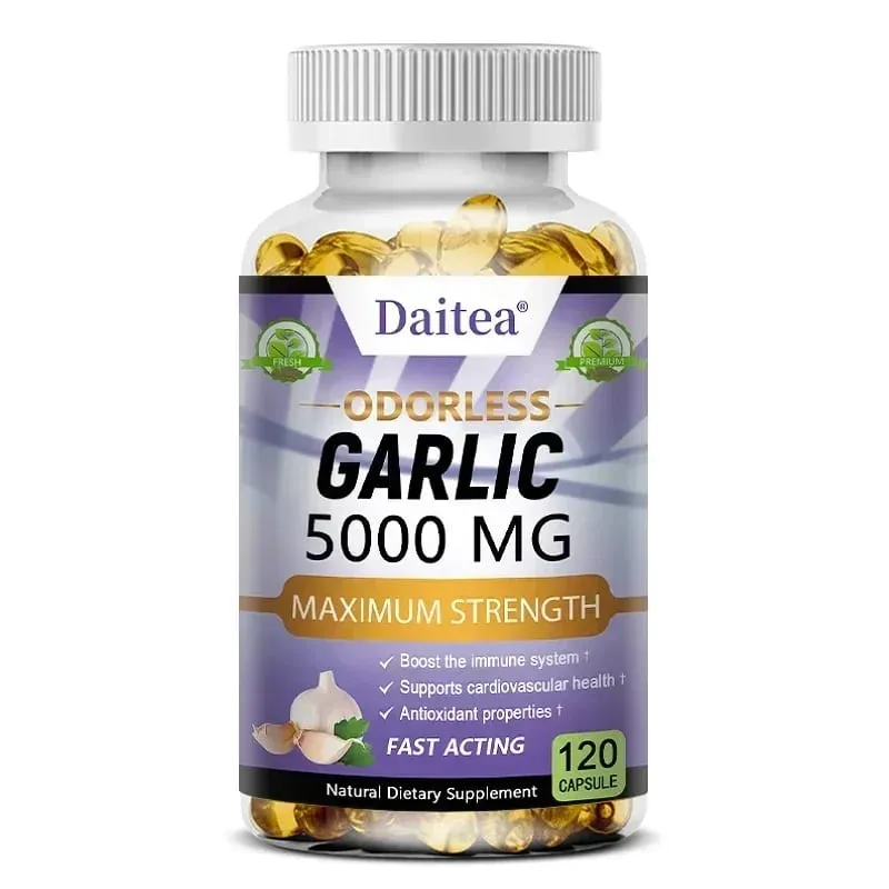 Cápsulas de extrato de alho 5000mg equilíbrio colesterol ajuda imunidade coração saúde desintoxicação limpeza