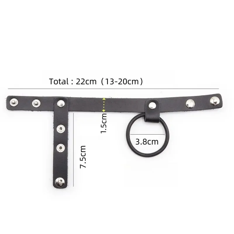 Multi Level Adjustable Semen Leather Cock Ring with Bondage Penis Loop for Men Dick Display Large Delay Ejaculation Sex Toys
