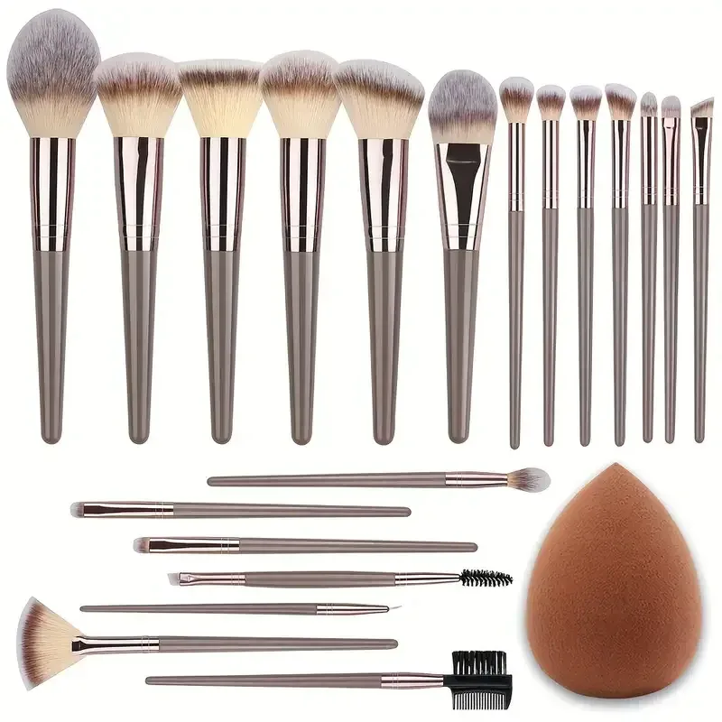 Conjunto de pincéis de maquiagem 3-20 peças, base, iluminador, sombra, blush, corretivo, ferramentas de beleza feminina, esponjas de beleza, polegar puff