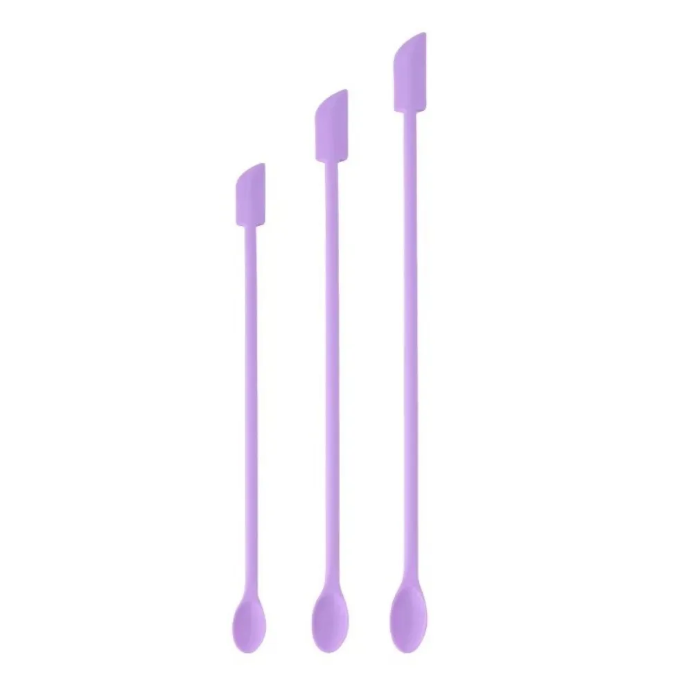3 pçs portátil mini raspador de silicone dupla-cabeça alongada máscara facial escova macia cosméticos escavação colher pincéis de maquiagem conjunto