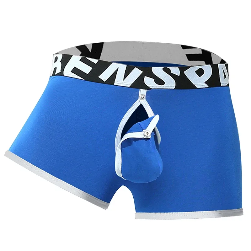 Mens Sexy Boxer Underwear Open Back Underpants Removable U Convex Pouch Panties Middle Waist Knickers
