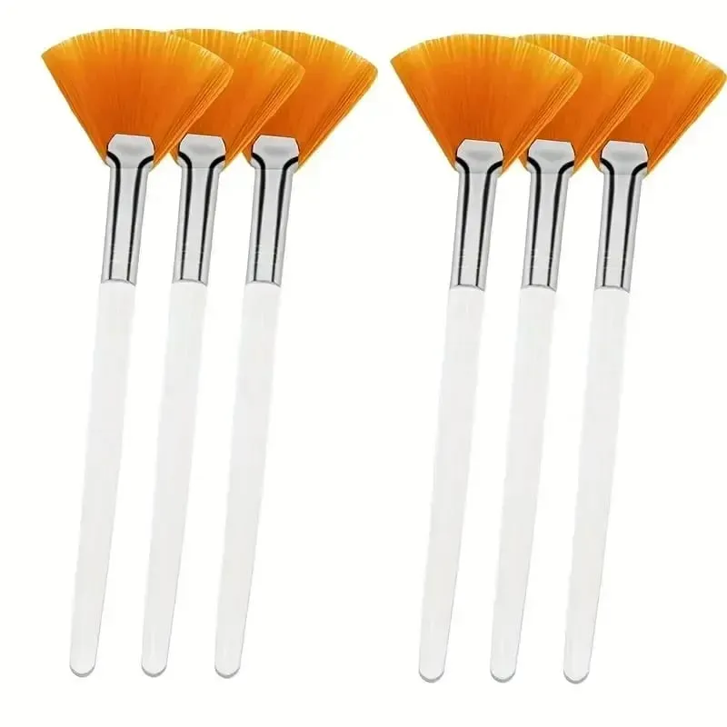 3/6/12 pçs pincéis faciais práticos forma de leque escova cabeça plana aplicador de máscara facial macio portátil escovas ferramentas cosméticas