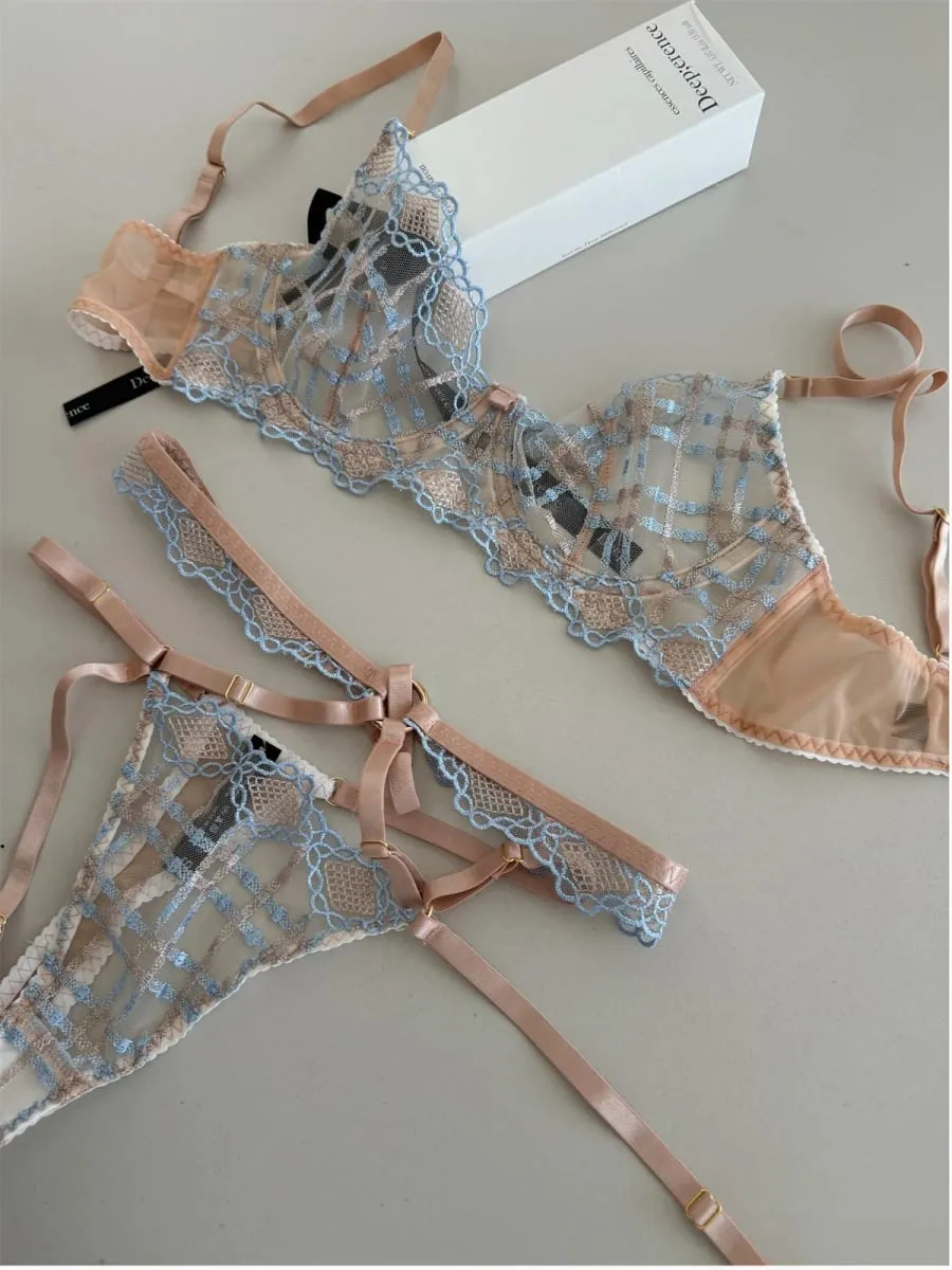 Charmoso lingerie de renda seda fina sexy anel de aço fino suporte superior reunido conjunto sutiã feminino push up sutiãs tangas terno