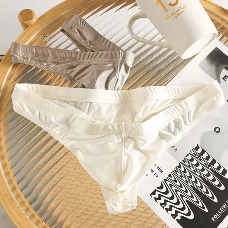 Roupa interior de seda gelo respirável g-string nova marca roupa interior masculina estilo clássico tangas leve roupa interior de seda gelo — image 6