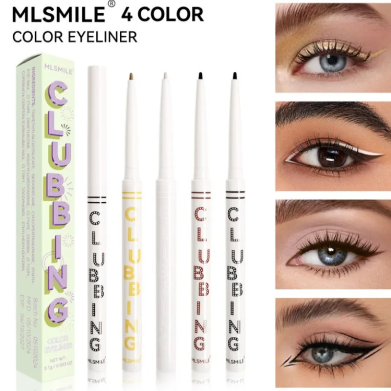 Lápis de delineador preto e branco à prova d'água, de longa duração, à prova de manchas, para maquiagem de olhos ousada, fórmula de fácil deslizamento, cosméticos