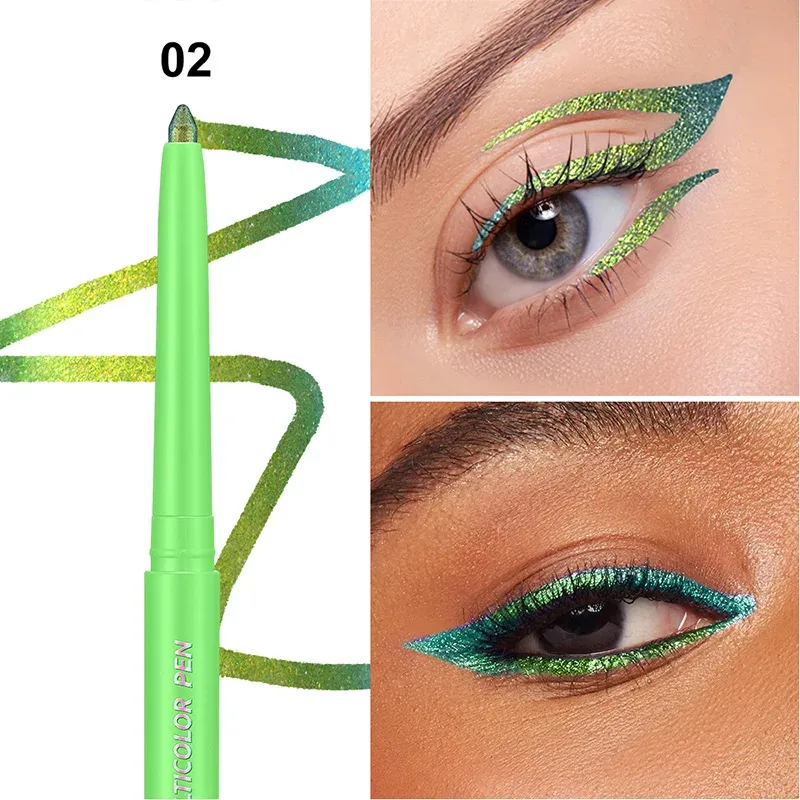 Sombra que muda de cor, delineador multicromado à prova d'água, longa duração, creme suave, forro em gel, maquiagem para os olhos, glitter, sombra