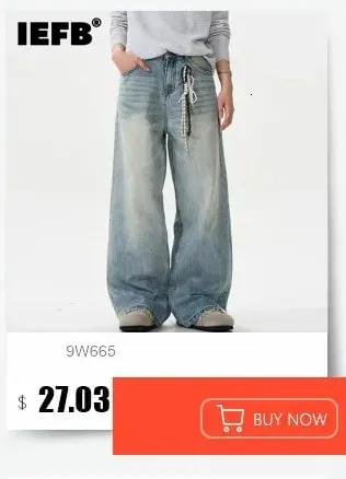 Calça jeans masculina estilo coreano, casual, cor sólida, lavada, simples, justa, perna larga, solta, novo 9w4253