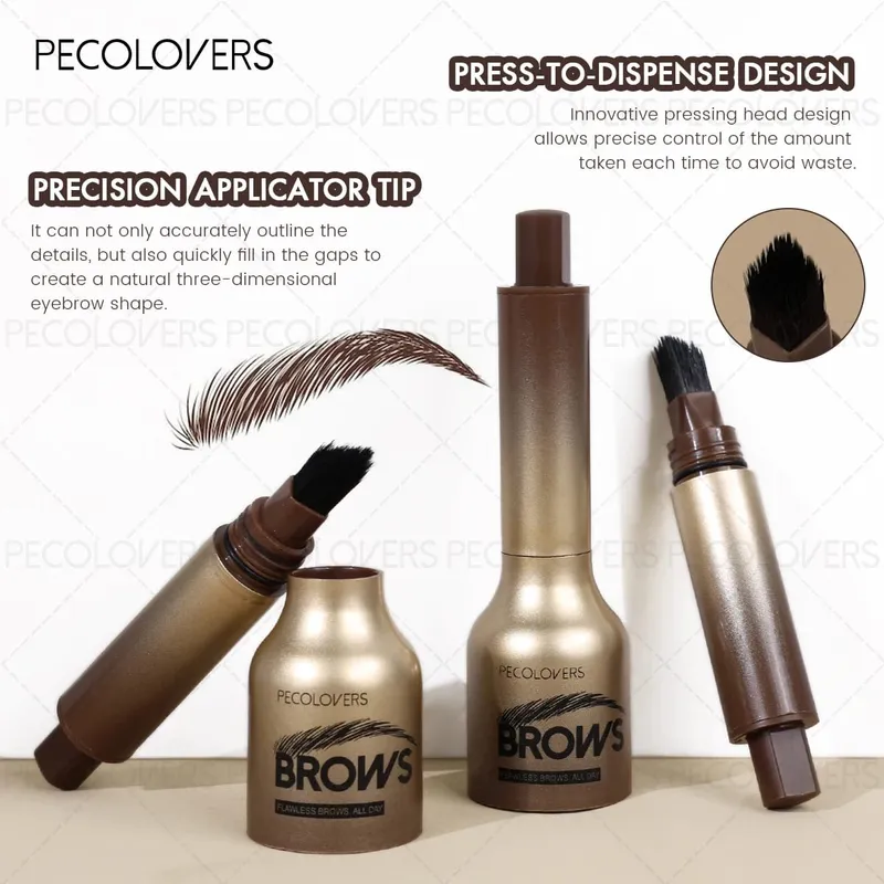 Conjunto profissional de maquiagem de produtos para sobrancelha, 4 unidades, carimbo de sobrancelha, pó de sobrancelha e pincel pequeno para preencher as formas da sobrancelha