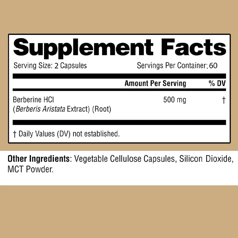 Berberine Capsules 500 Mg - Promotes Cardiovascular and Cholesterol Health Support Healthy Weight Management and Immune System