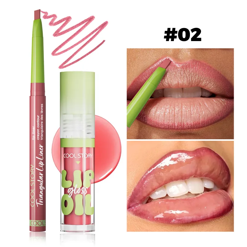 2 pçs delineador labial gloss conjunto 2 em 1 batom suave lábios contorno kit de maquiagem fosco lipliner para mulheres plumping óleo combinação cosméticos