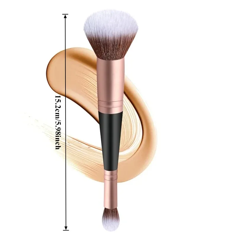 Pincel de maquiagem de cabeça dupla 2 em 1, pincel para blush, corretivo, iluminador, pó, mistura, contorno, ferramentas de maquiagem de beleza — image 8