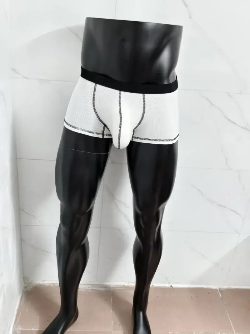 Cueca boxer masculina grande, bolsa escrotal, estiramento sólido, cintura baixa, respirável, bolsa de cornete em u, tronco confortável