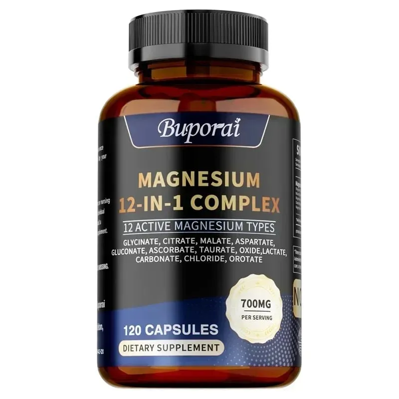 Magnesium Complex Capsules - Promotes Bone Heart and Muscle Health Soothes Nerves Boosts Natural Energy Improves Immunity