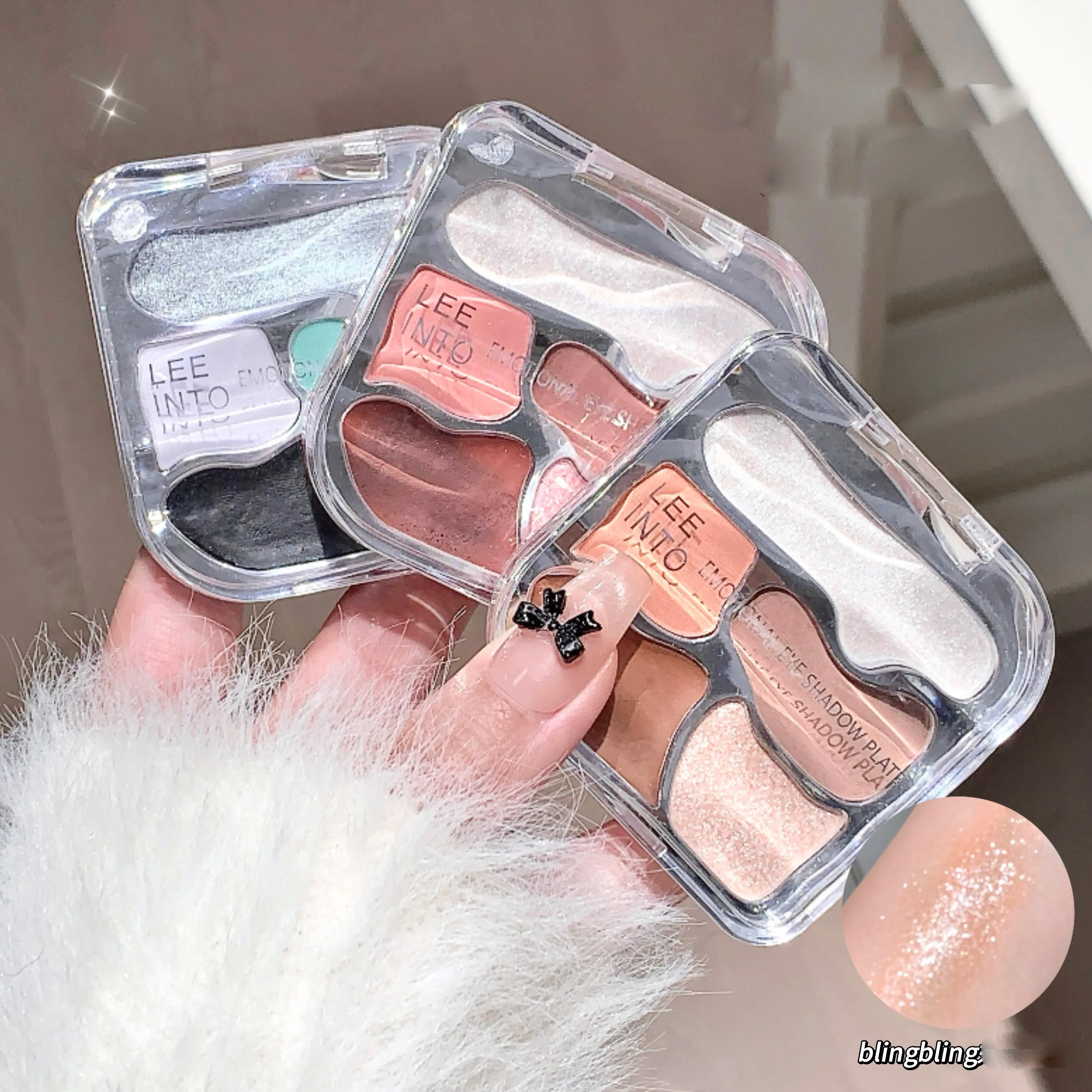 Paleta abrangente de sombras de olhos de cinco cores, contorno fosco, destaque e desenvolvimento de cores, paleta tudo-em-um